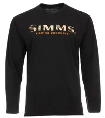 Simms Logo LS Shirt Black M Longsleeve skjorte med Simms logo foran