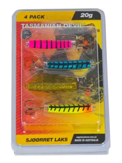 Tasmanian Devil Sjøørret Laks 20g 4-pack sluksett med Tasmanian Devil