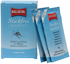 Ballistol Stikk-fri serviett 10-pakk Beskytter mot mygg, brems og fl&#229;tt