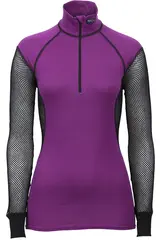 Brynje Wool Thermo Ladies Zip polo S Lady Collection - Black/Violet