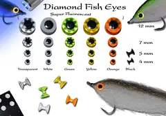 Diamond Fish Eyes - Orange 5mm Super Fluorescent fiskeøyne 16 stk
