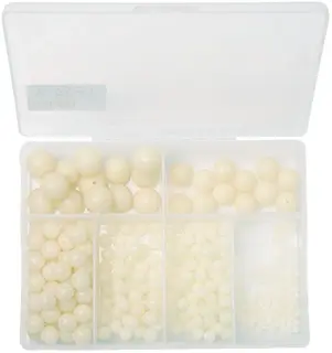 Fladen Luminous Soft Beads 300-pack Selvlysende myke perler 5, 8 og 10mm