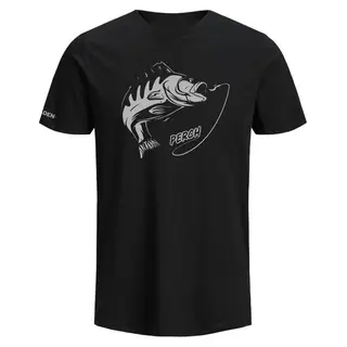 Fladen Fighting Perch T-shirt M Black T-skjorte med abbormotiv