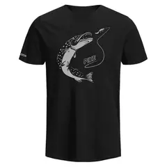 Fladen Fighting Pike T-shirt L Black T-skjorte med gjeddermotiv