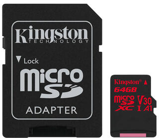 Kingston Canvas React MicroSDXC 64GB Minnekort, UHS-I, 100/80 MB/s, med SD ad