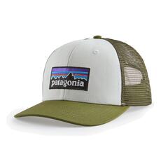 Patagonia P-6 Logo LoPro Trucker Hat White w/Palo Green