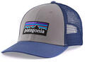 Patagonia P-6 Logo LoPro Trucker Hat Salt Grey w/Current Blue