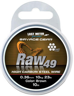 Savage Gear Raw 49 Wire 10m, Uncoated Brun stålwire