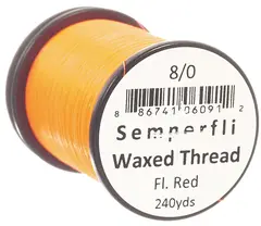 Semperfli Classic Waxed Thread Red Fluoro Red 8/0