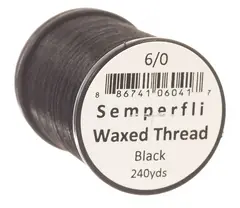 Semperfli Classic Waxed Thread Black Black 6/0