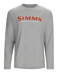 Simms Logo LS Shirt Cinder Heather M Longsleeve skjorte med Simms logo foran