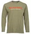 Simms Logo LS Shirt Military Heather 3XL Longsleeve skjorte med Simms logo foran