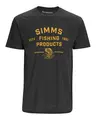 Simms Stacked Logo Bass T-Shirt Char L Fiske t-skjorte i Charcoal Heather