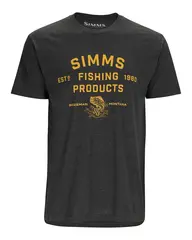 Simms Stacked Logo Bass T-Shirt Char M Fiske t-skjorte i Charcoal Heather