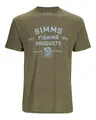 Simms Stacked Logo Bass T-Shirt Mil L Fiske t-skjorte i Military Heather