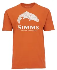 Simms Wood Trout Fill T-Shirt Adobe L Komfortabel Simms T-skjorte med logo