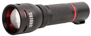 Urberg Flashlight Zoom LED Black 300 lumen, batterier inkludert